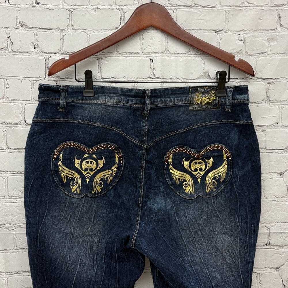 Vintage Y2K Apple Bottom Dark Wash Jeans Mid-Rise Sz US16